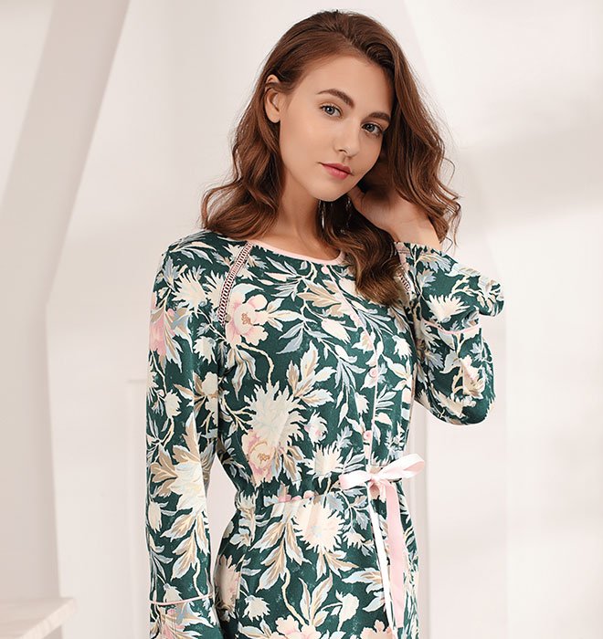 繁花翡翠系列秋冬家居服套装CJ863B展示