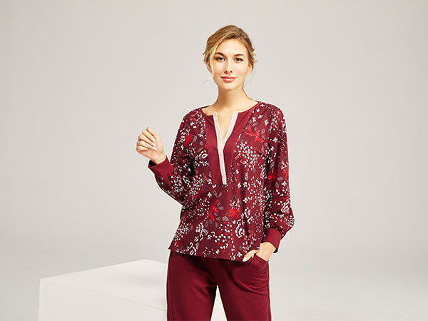 女式印花秋冬家居服套装