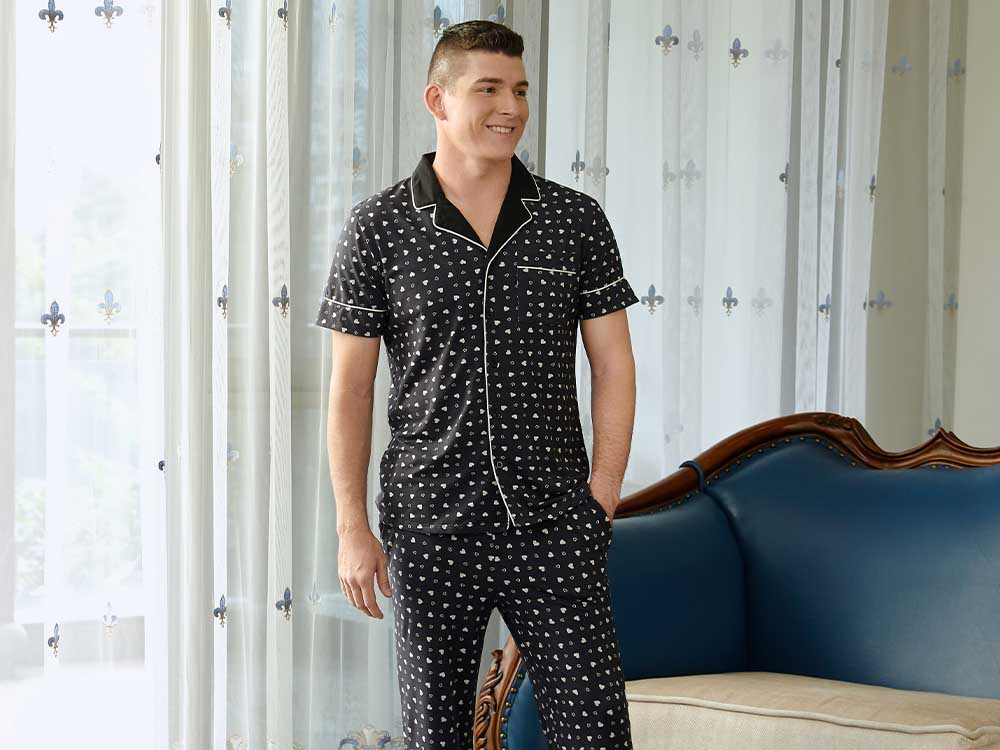 印花男士家居服套装