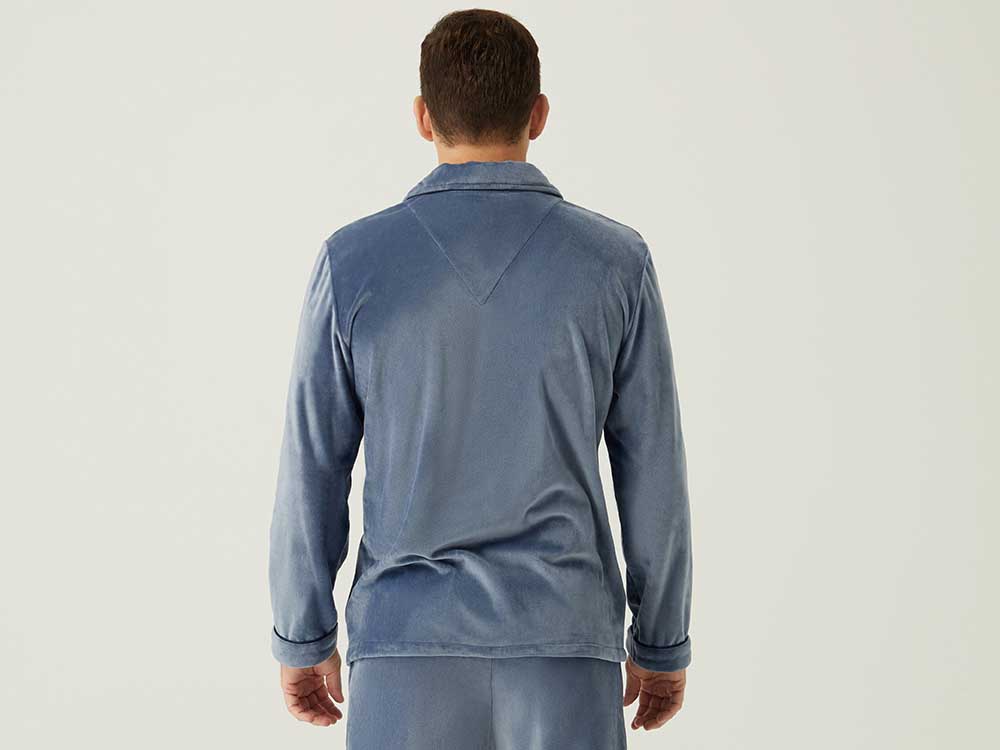 男士海岛绒长袖开衫长裤套装