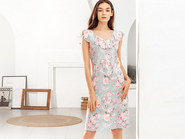 女式印花家居连衣裙